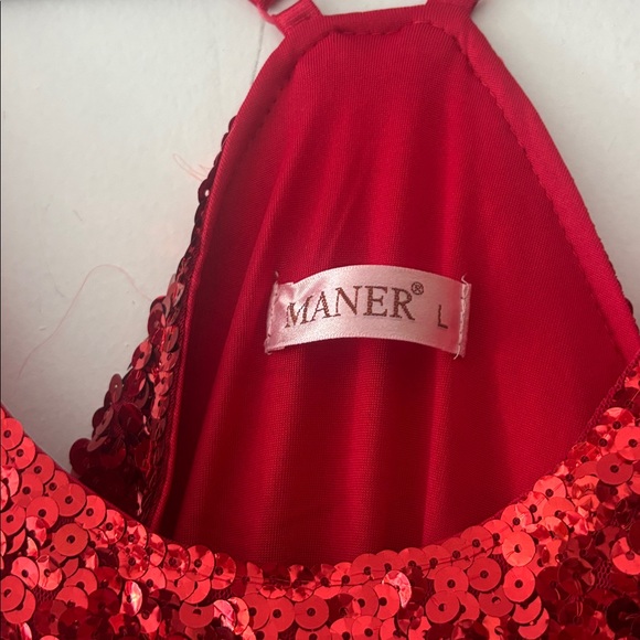 Red Sequin Strappy Dress - Picture 2 of 6